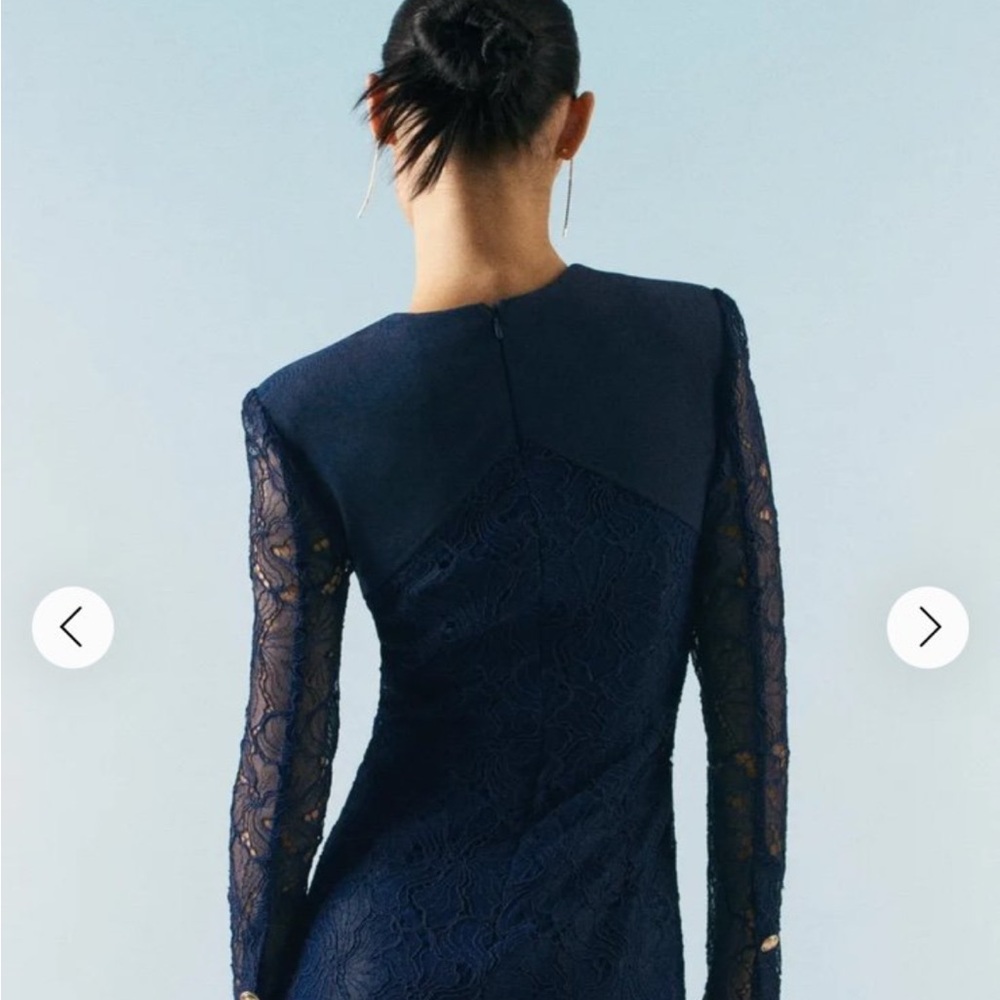 Karen Millen Navy Long Sleeve Lace Dress - Picture 5 of 5
